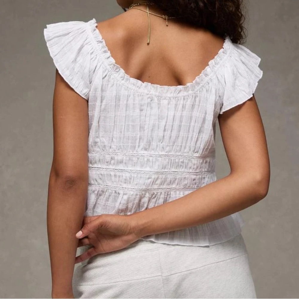 AE Ruched Flutter Sleeve Shirt - Picture 2 of 3
